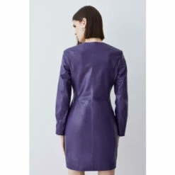 Coupon 😀 KarenMillen Tall Leather Double Breasted Blazer Notch Neck Mini 👗 Dress For Female 😉 -Karen Millen Sales unnamed file 6203