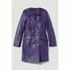 Coupon 😀 KarenMillen Tall Leather Double Breasted Blazer Notch Neck Mini 👗 Dress For Female 😉 -Karen Millen Sales unnamed file 6204