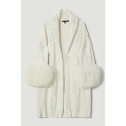 Top 10 🥰 KarenMillen Lydia Millen Shearling Cuff Cable Cardigan For Female 👍 -Karen Millen Sales unnamed file 621