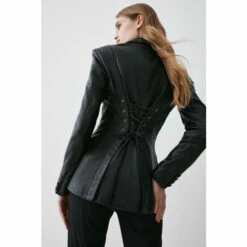 Best Sale ✔️ KarenMillen Leather Corset Waist Back Tailored Blazer Jacket For Female 🧨 -Karen Millen Sales unnamed file 6214
