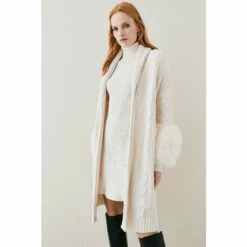 Top 10 🥰 KarenMillen Lydia Millen Shearling Cuff Cable Cardigan For Female 👍 -Karen Millen Sales unnamed file 622