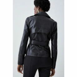 Deals 🎉 KarenMillen Leather Military Zip Detail Biker Jacket For Female 💯 -Karen Millen Sales unnamed file 6224