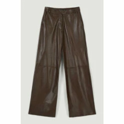Cheap 👍 KarenMillen Leather Clean Wide Leg Trousers For Female 👏 -Karen Millen Sales unnamed file 6258
