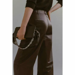 Cheap 👍 KarenMillen Leather Clean Wide Leg Trousers For Female 👏 -Karen Millen Sales unnamed file 6259