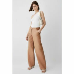 Cheap 👍 KarenMillen Leather Clean Wide Leg Trousers For Female 👏 -Karen Millen Sales unnamed file 6262