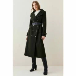 Hot Sale ✔️ KarenMillen Italian Virgin Wool Belted Military 🧥 Coat For Female ⌛