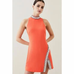 Cheap ✨ KarenMillen Petite Crystal Embellished Woven Mini 👗 Dress For Female ❤️ -Karen Millen Sales unnamed file 639
