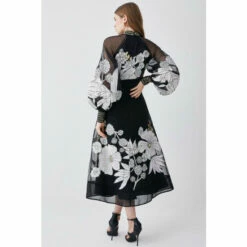 Top 10 🔥 KarenMillen Organdie Applique Buttoned Woven Midi 👗 Dress For Female ⌛ -Karen Millen Sales unnamed file 645
