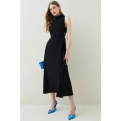 Buy 👍 KarenMillen Soft Tailored Pleated Panel Midaxi 👗 Dress For Female 😀 -Karen Millen Sales unnamed file 685