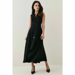 Best Sale 😀 KarenMillen Petite Compact Viscose Waterfall Midi 👗 Dress For Female 🧨 -Karen Millen Sales unnamed file 728