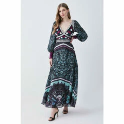 Hot Sale ๐ฏ KarenMillen Baroque Embroidered And Bead Woven Midi ๐ Dress For Female โ