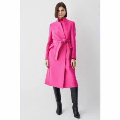 Hot Sale 😀 KarenMillen Italian Virgin Wool Double Investment Notch Neck 🧥 Coat For Female ✨ -Karen Millen Sales unnamed file 754
