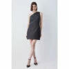 Flash Sale ⭐ KarenMillen Leather One Shoulder Mini 👗 Dress For Female 👍