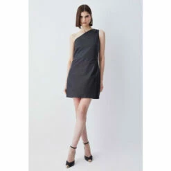 Flash Sale โญ KarenMillen Leather One Shoulder Mini ๐ Dress For Female ๐