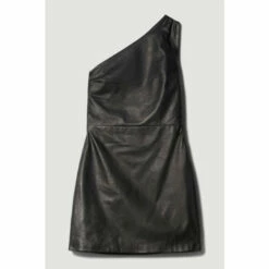 Flash Sale ⭐ KarenMillen Leather One Shoulder Mini 👗 Dress For Female 👍 -Karen Millen Sales unnamed file 759