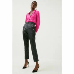 Coupon 🧨 KarenMillen Leather Button Detail Trouser For Female 🎁 -Karen Millen Sales unnamed file 767