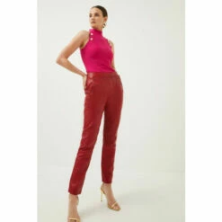 Coupon 🧨 KarenMillen Leather Button Detail Trouser For Female 🎁 -Karen Millen Sales unnamed file 768