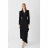 Best reviews of 🔥 KarenMillen Drape Belted Long Sleeve Soft Tailored Midi 👗 Dress 🧥 Coat For Female ❤️