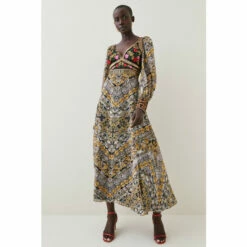 Coupon โค๏ธ KarenMillen Baroque Embroidered And Bead Woven Midi ๐ Dress For Female ๐