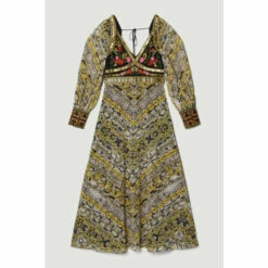 Coupon ❤️ KarenMillen Baroque Embroidered And Bead Woven Midi 👗 Dress For Female 🎁 -Karen Millen Sales unnamed file 807
