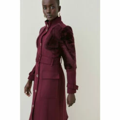 Cheap ⌛ KarenMillen Italian Wool Sheepskin Panelled Belted 🧥 Coat For Female 💯 -Karen Millen Sales unnamed file 814
