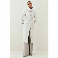 Cheap ⌛ KarenMillen Italian Wool Sheepskin Panelled Belted 🧥 Coat For Female 💯 -Karen Millen Sales unnamed file 816