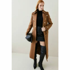 Best Pirce 🔔 KarenMillen Italian Wool Cashmere Military Maxi 🧥 Coat For Female ⌛ -Karen Millen Sales unnamed file 830