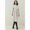 Promo 💯 KarenMillen Petite Italian Wool Investment Notch Neck Belted 🧥 Coat For Female 😉