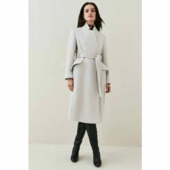 Promo 💯 KarenMillen Petite Italian Wool Investment Notch Neck Belted 🧥 Coat For Female 😉 -Karen Millen Sales unnamed file 855