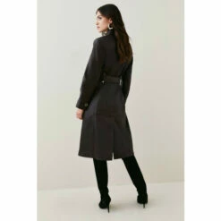 New 👏 KarenMillen Petite Leather Investment Notch Neck 🧥 Coat For Female 🥰 -Karen Millen Sales unnamed file 859