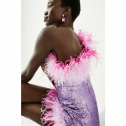 Coupon 🔔 KarenMillen Sequin And Feather One Shoulder Mini 👗 Dress For Female 👍 -Karen Millen Sales unnamed file 895