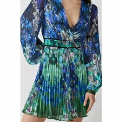 Budget 😀 KarenMillen Mirrored Ombre Floral Pleat Drama Woven Mini 👗 Dress For Female 🔥 -Karen Millen Sales unnamed file 902