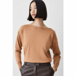 Best Pirce ⭐ KarenMillen Viscose Blend Knit Slouchy Popper Jumper For Female 😉 -Karen Millen Sales unnamed file 91