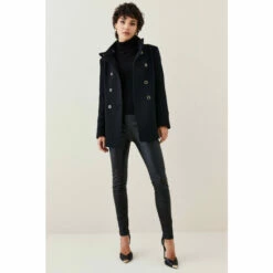 Brand new 🥰 KarenMillen Italian Wool Mix Double Breasted Short Formal 🧥 Coat For Female 😍