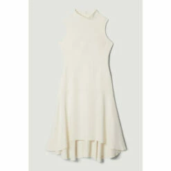 Flash Sale 😍 KarenMillen Petite Soft Tailored High Low Midi 👗 Dress For Female 🔔 -Karen Millen Sales unnamed file 936