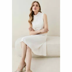 Flash Sale 😍 KarenMillen Petite Soft Tailored High Low Midi 👗 Dress For Female 🔔 -Karen Millen Sales unnamed file 937