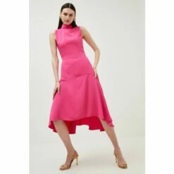 Flash Sale 😍 KarenMillen Petite Soft Tailored High Low Midi 👗 Dress For Female 🔔 -Karen Millen Sales unnamed file 941