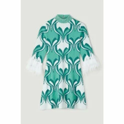 Best reviews of 🛒 KarenMillen Feather Hem Abstract Print Knit Mini 👗 Dress For Female 😉 -Karen Millen Sales unnamed file 948