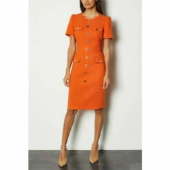 Brand new 🛒 KarenMillen Utility Midi 👗 Dress For Female 🔔 -Karen Millen Sales unnamed file 975