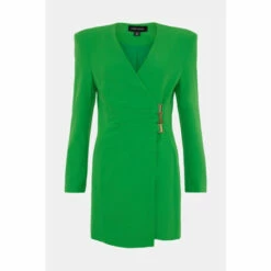 Outlet 🤩 KarenMillen Strong Shoulder Wrap Mini 👗 Dress For Female 🔥 -Karen Millen Sales unnamed file 983