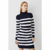 Promo ✨ KarenMillen Stripe Rib Knit Belted Mini 👗 Dress For Female 🔔
