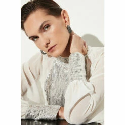 Cheap 👏 KarenMillen Sequin Panelled Georgette Blouse For Female 🤩 -Karen Millen Sales unnamed file 990