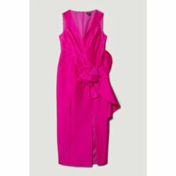 Promo 😍 KarenMillen Petite Rosette Taffeta Column Midi 👗 Dress For Female 🔔 -Karen Millen Sales unnamed file 999